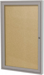 Ghent - 24" Wide x 18" High Enclosed Cork Bulletin Board - Rubber, Caramel - Exact Tooling