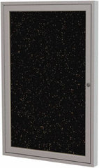 Ghent - 36" Wide x 30" High Enclosed Cork Bulletin Board - Rubber, Tan Speckled - Exact Tooling