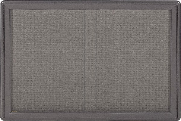 Ghent - 47" Wide x 34" High Enclosed Cork Bulletin Board - Fabric Covered, Black - Exact Tooling
