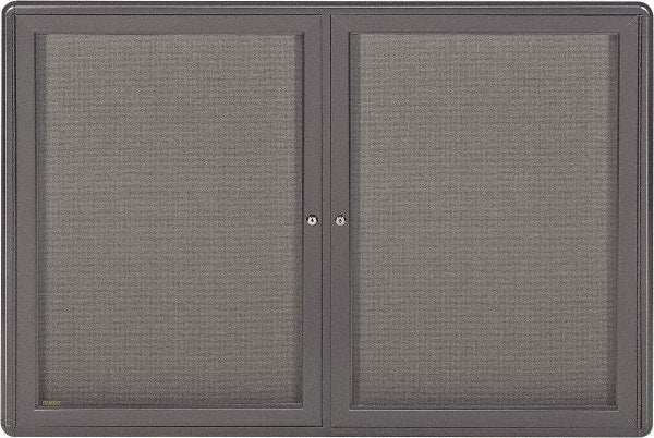 Ghent - 34" Wide x 24" High Enclosed Cork Bulletin Board - Fabric Covered, Black - Exact Tooling