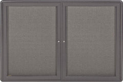 Ghent - 34" Wide x 24" High Enclosed Cork Bulletin Board - Fabric Covered, Black - Exact Tooling