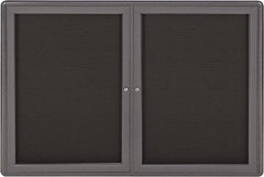 Ghent - 34" Wide x 24" High Enclosed Cork Bulletin Board - Fabric Covered, Gray - Exact Tooling