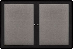 Ghent - 34" Wide x 24" High Enclosed Cork Bulletin Board - Fabric Covered, Black - Exact Tooling