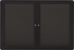 Ghent - 47" Wide x 34" High Enclosed Cork Bulletin Board - Fabric Covered, Gray - Exact Tooling