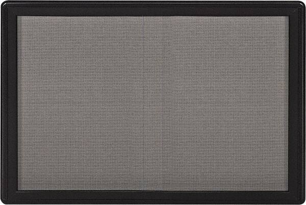 Ghent - 47" Wide x 34" High Enclosed Cork Bulletin Board - Fabric Covered, Black - Exact Tooling