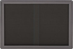 Ghent - 47" Wide x 34" High Enclosed Cork Bulletin Board - Fabric Covered, Gray - Exact Tooling