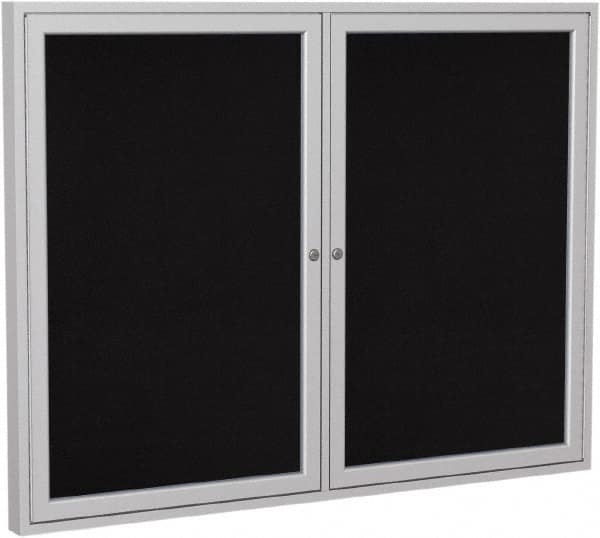Ghent - 48" Wide x 36" High Enclosed Cork Bulletin Board - Rubber, Black - Exact Tooling