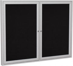 Ghent - 48" Wide x 36" High Enclosed Cork Bulletin Board - Rubber, Black - Exact Tooling