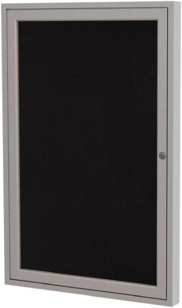 Ghent - 36" Wide x 30" High Enclosed Cork Bulletin Board - Rubber, Black - Exact Tooling