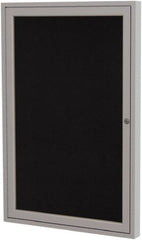 Ghent - 36" Wide x 24" High Enclosed Cork Bulletin Board - Rubber, Black - Exact Tooling