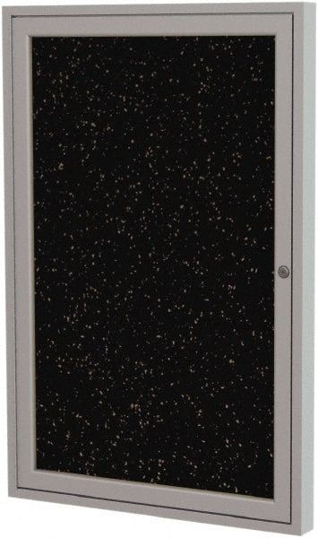 Ghent - 36" Wide x 24" High Enclosed Cork Bulletin Board - Rubber, Tan Speckled - Exact Tooling