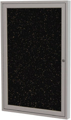 Ghent - 36" Wide x 24" High Enclosed Cork Bulletin Board - Rubber, Tan Speckled - Exact Tooling