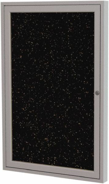 Ghent - 24" Wide x 18" High Enclosed Cork Bulletin Board - Rubber, Tan Speckled - Exact Tooling