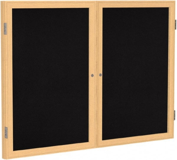 Ghent - 48" Wide x 36" High Enclosed Cork Bulletin Board - Rubber, Black - Exact Tooling