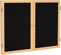 Ghent - 48" Wide x 36" High Enclosed Cork Bulletin Board - Rubber, Black - Exact Tooling