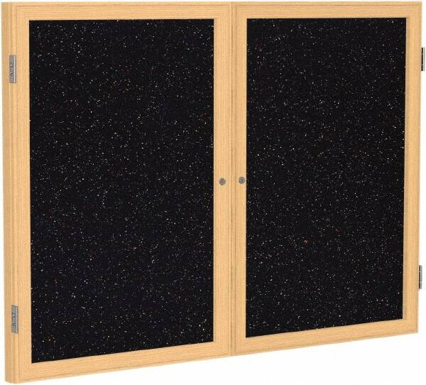 Ghent - 48" Wide x 36" High Enclosed Cork Bulletin Board - Rubber, Confetti (Color) - Exact Tooling