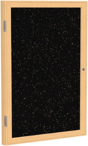 Ghent - 36" Wide x 24" High Enclosed Cork Bulletin Board - Rubber, Tan Speckled - Exact Tooling