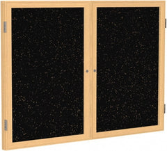 Ghent - 48" Wide x 36" High Enclosed Cork Bulletin Board - Rubber, Tan Speckled - Exact Tooling