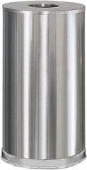 Rubbermaid - 15 Gal Silver Round Decorative Waste Receptacle With Top - Steel, 28" High - Exact Tooling