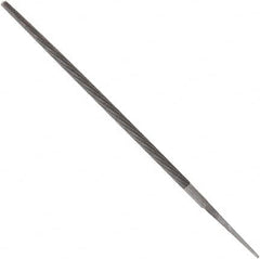 Anglo American - 12" Long, Smooth Cut, Round American-Pattern File - Double Cut, 0.45" Overall Thickness, Tang - Exact Tooling
