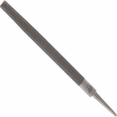 Anglo American - 12" Long, Smooth Cut, Half Round American-Pattern File - Double Cut, 0.32" Overall Thickness, Tang - Exact Tooling