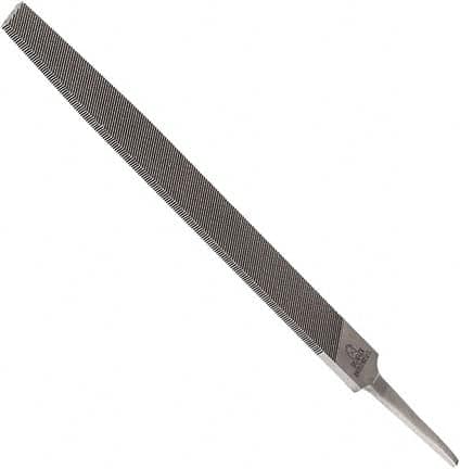 Anglo American - 12" Long, Smooth Cut, Flat American-Pattern File - Double Cut, 0.26" Overall Thickness, Tang - Exact Tooling