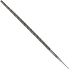 Anglo American - 14" Long, Smooth Cut, Round American-Pattern File - Double Cut, 0.57" Overall Thickness, Tang - Exact Tooling