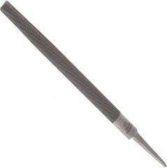 Anglo American - 4" Long, Smooth Cut, Half Round American-Pattern File - Double Cut, 0.12" Overall Thickness, Tang - Exact Tooling