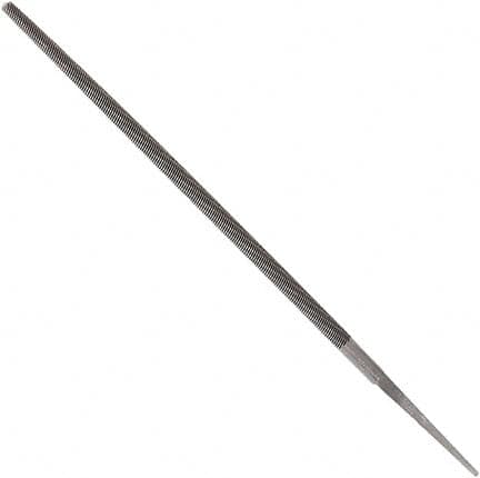Anglo American - 8" Long, Second Cut, Round American-Pattern File - Double Cut, 0.39" Overall Thickness, Tang - Exact Tooling