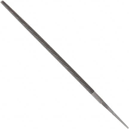 Anglo American - 6" Long, Second Cut, Round American-Pattern File - Double Cut, 0.22" Overall Thickness, Tang - Exact Tooling