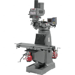 Jet - 9" Table Width x 49" Table Length, Variable Speed Pulley Control, 3 Phase Knee Milling Machine - R8 Spindle Taper, 3 hp - Exact Tooling