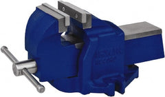 Irwin - 4-1/2" Jaw Width, 5-1/2" Opening Capacity, 3" Throat Depth, Steel Stationary Bench Vise - Bolt Down Base Attachment - Exact Tooling