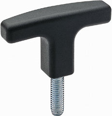Elesa - 3-1/8" Head Length, Threaded Stem T Handle - Black - Exact Tooling