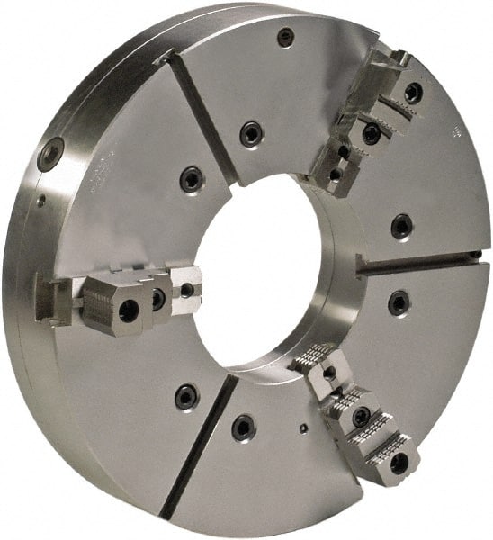 Bison - 3 Jaws, 25" Diam, Self Centering, Manual, Heavy Duty Oil Country Lathe Chuck - A2-15 Mount Spindle, Adjustable, 615 Max RPM, 10-3/4" Through Hole Diam, Forged Steel - Exact Tooling