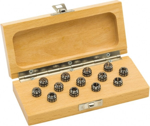 Parlec - 13 Piece, 1mm to 7mm Capacity, ER Collet Set - 0.0002" TIR, Increments of 0.0197", Series ER11 - Exact Tooling