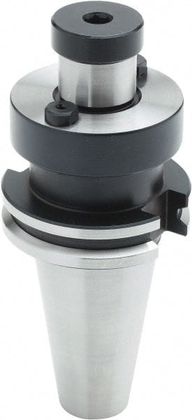Parlec - CAT40 Taper Shank 1" Pilot Diam Shell Mill Holder - 2" Flange to Nose End Projection, 2-1/4" Nose Diam, 1/2-20 Lock Screw, Through-Spindle & DIN Flange Coolant - Exact Tooling