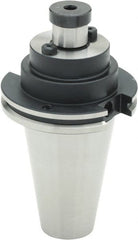 Parlec - CAT50 Taper Shank 1" Pilot Diam Shell Mill Holder - 2" Flange to Nose End Projection, 2-1/4" Nose Diam, 1/2-20 Lock Screw, Through-Spindle & DIN Flange Coolant - Exact Tooling