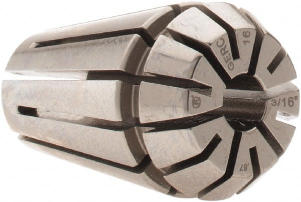 Parlec - 3/16" ER16 Collet - 0.0002" TIR, 1.082" OAL, 0.669" Overall Diam - Exact Tooling