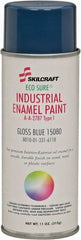 Ability One - Blue, Gloss, Enamel Spray Paint - 12 to 15 Sq Ft per Can, 16 oz Container, Use on Masonry - Exact Tooling