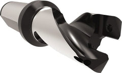 Allied Machine and Engineering - Series 24, 24 to 25.99mm Diam, 25mm Diam Straight Shank with Flange, Helical Flute Spade Drill - 28.5mm Max Depth, 64.2mm Body Length, 120.1mm OAL, Short Length, Through Coolant - Exact Tooling