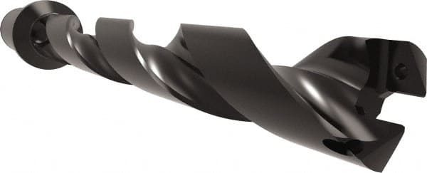 Allied Machine and Engineering - Series 32, 32 to 35mm Diam, 1-1/2" Diam Straight Shank with Flange, Helical Flute Spade Drill - 9-41/64" Max Depth, 11-23/32" Body Length, 14-13/32" OAL, Standard Length, Through Coolant - Exact Tooling
