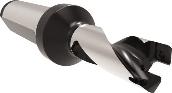 Allied Machine and Engineering - Series 11, 11 to 11.99mm Diam, 16mm Diam Straight Shank with Flange, Helical Flute Spade Drill - 16mm Max Depth, 42.6mm Body Length, 90.7mm OAL, Short Length, Through Coolant - Exact Tooling