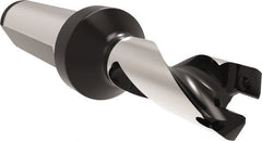 Allied Machine and Engineering - Series 11, 11 to 11.99mm Diam, 16mm Diam Straight Shank with Flange, Helical Flute Spade Drill - 16mm Max Depth, 42.6mm Body Length, 90.7mm OAL, Short Length, Through Coolant - Exact Tooling