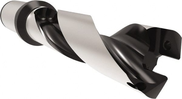 Allied Machine and Engineering - Series 32, 32 to 35mm Diam, 40mm Diam Straight Shank with Flange, Helical Flute Spade Drill - 105mm Max Depth, 157.7mm Body Length, 227.7mm OAL, Standard Length, Through Coolant - Exact Tooling