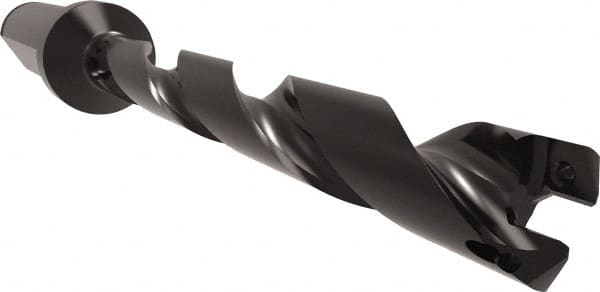 Allied Machine and Engineering - Series 11, 11 to 12mm Diam, 5/8" Diam Straight Shank with Flange, Helical Flute Spade Drill - 3-19/64" Max Depth, 4-11/32" Body Length, 6-7/32" OAL, Standard Length, Through Coolant - Exact Tooling