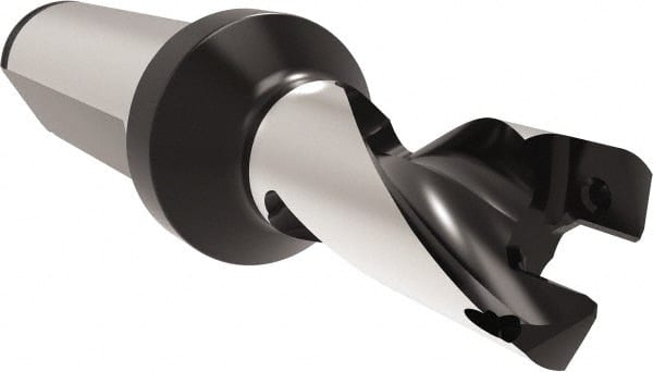 Allied Machine and Engineering - Series 14, 14 to 14.99mm Diam, 20mm Diam Straight Shank with Flange, Helical Flute Spade Drill - 17.5mm Max Depth, 44.6mm Body Length, 94.6mm OAL, Short Length, Through Coolant - Exact Tooling