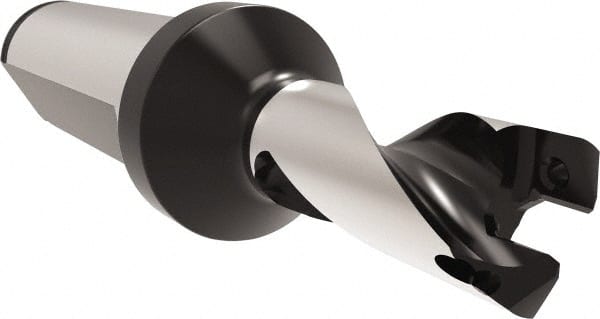 Allied Machine and Engineering - Series 12, 12 to 12.99mm Diam, 20mm Diam Straight Shank with Flange, Helical Flute Spade Drill - 16mm Max Depth, 43.2mm Body Length, 93.2mm OAL, Short Length, Through Coolant - Exact Tooling