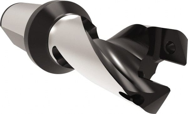 Allied Machine and Engineering - Series 26, 26 to 28.99mm Diam, 32mm Diam Straight Shank with Flange, Helical Flute Spade Drill - 32mm Max Depth, 72.9mm Body Length, 133mm OAL, Short Length, Through Coolant - Exact Tooling