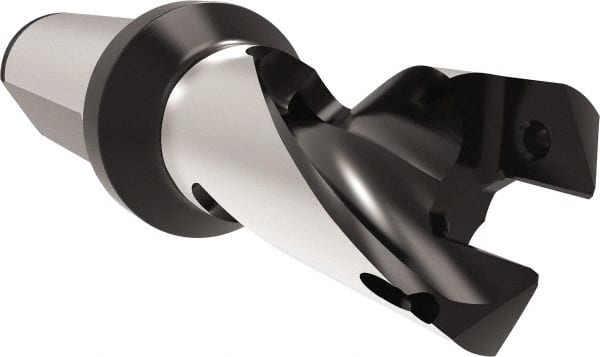 Allied Machine and Engineering - Series 22, 22 to 23.99mm Diam, 25mm Diam Straight Shank with Flange, Helical Flute Spade Drill - 27mm Max Depth, 60.1mm Body Length, 116.1mm OAL, Short Length, Through Coolant - Exact Tooling