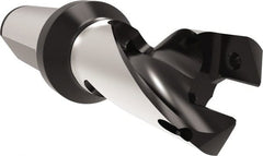 Allied Machine and Engineering - Series 22, 22 to 23.99mm Diam, 25mm Diam Straight Shank with Flange, Helical Flute Spade Drill - 27mm Max Depth, 60.1mm Body Length, 116.1mm OAL, Short Length, Through Coolant - Exact Tooling